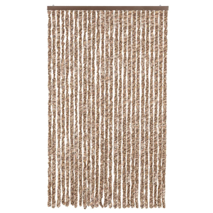 flueforhæng 118x220 cm chenille beige og mørkebrun