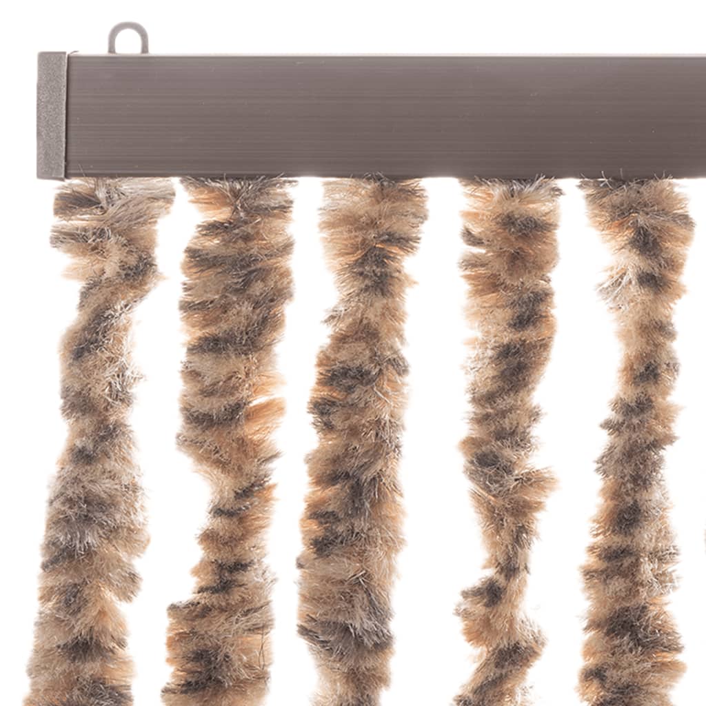 flueforhæng 118x220 cm chenille beige og mørkebrun