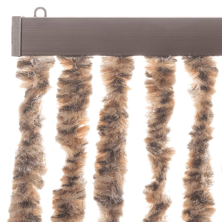 flueforhæng 118x220 cm chenille beige og mørkebrun