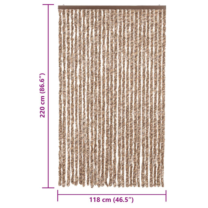flueforhæng 118x220 cm chenille beige og mørkebrun