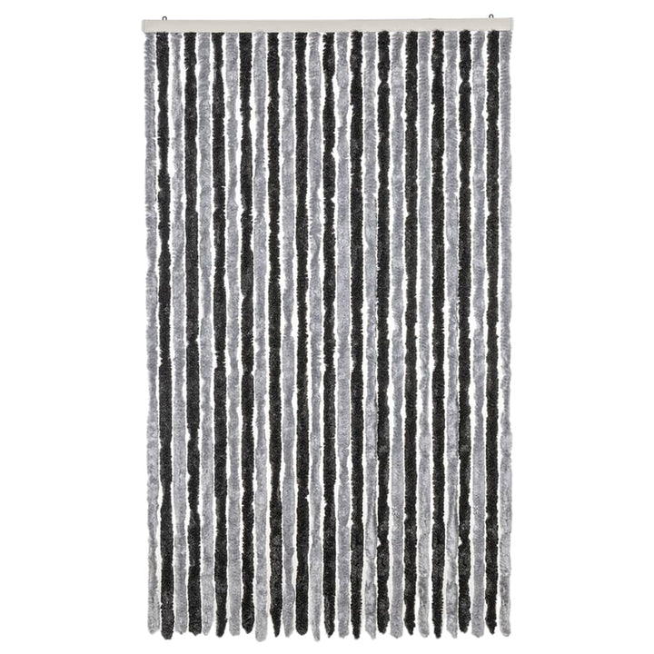flueforhæng 118x220 cm chenille grå og sort