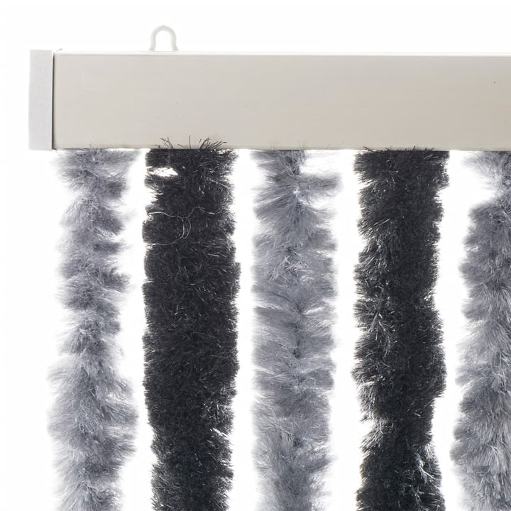 flueforhæng 118x220 cm chenille grå og sort