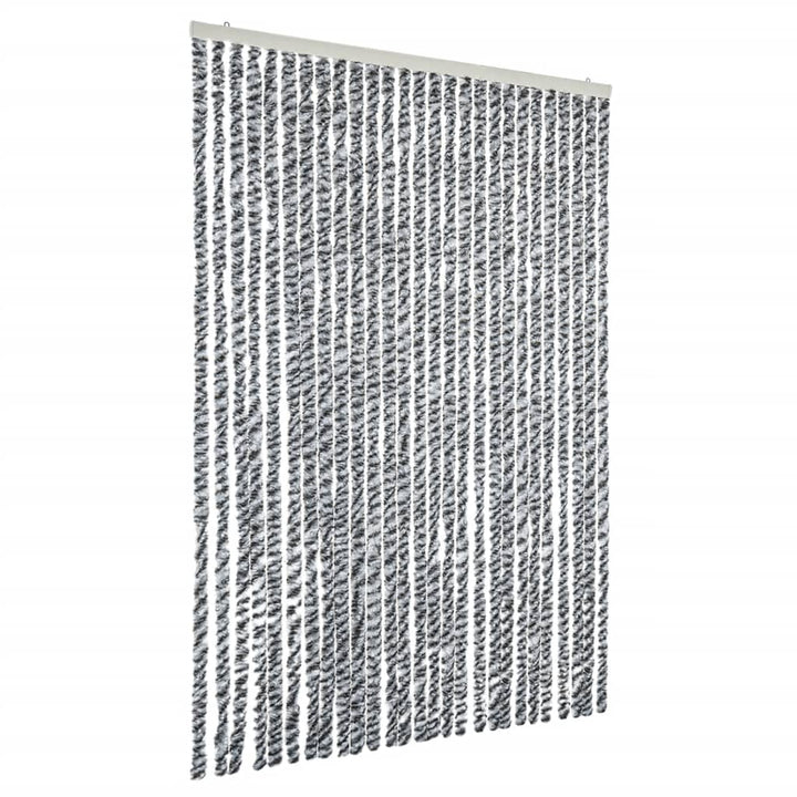 flueforhæng 1118x220 cm chenille grå og sort-hvid