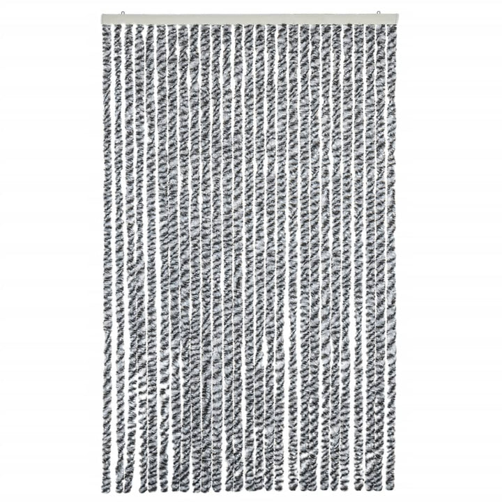 flueforhæng 1118x220 cm chenille grå og sort-hvid