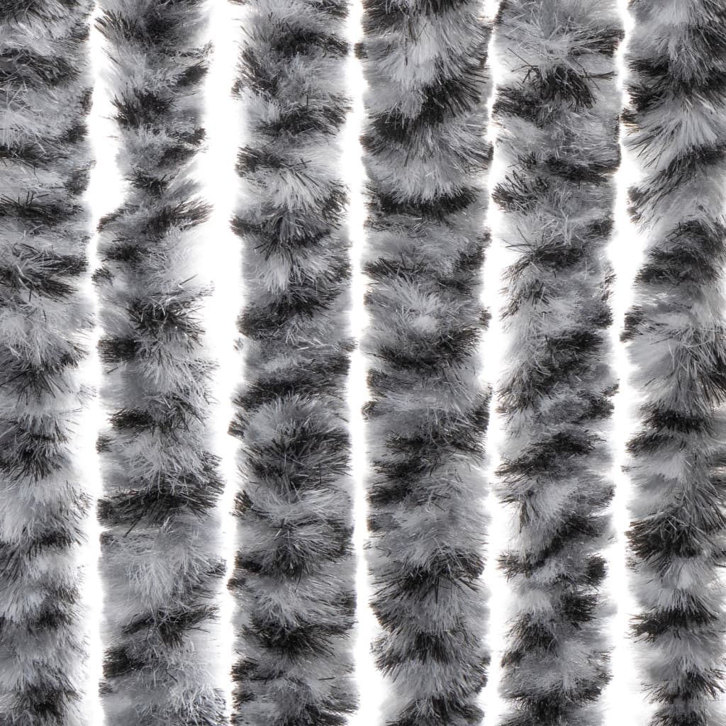 flueforhæng 1118x220 cm chenille grå og sort-hvid
