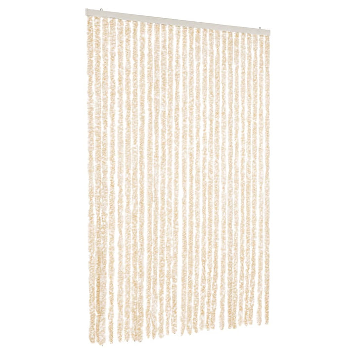 flueforhæng 118x220 cm chenille beige og hvid