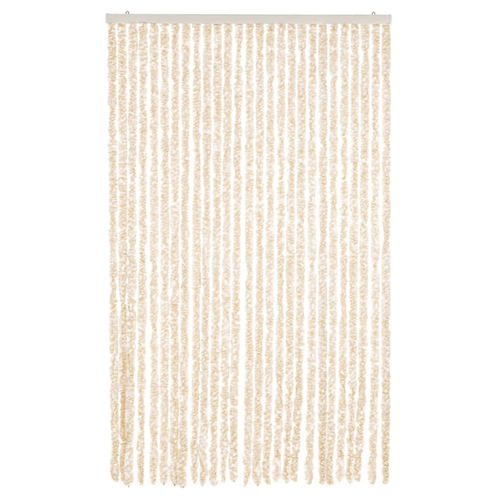 flueforhæng 118x220 cm chenille beige og hvid