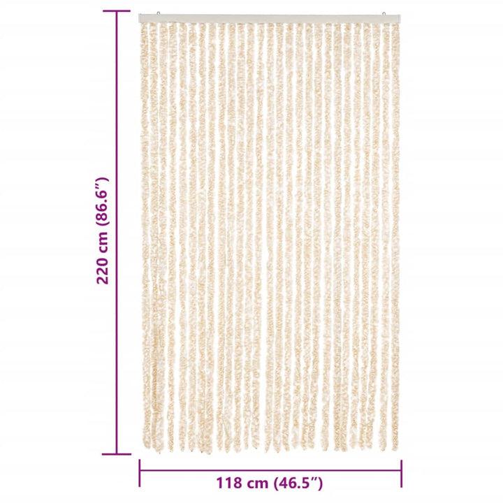 flueforhæng 118x220 cm chenille beige og hvid