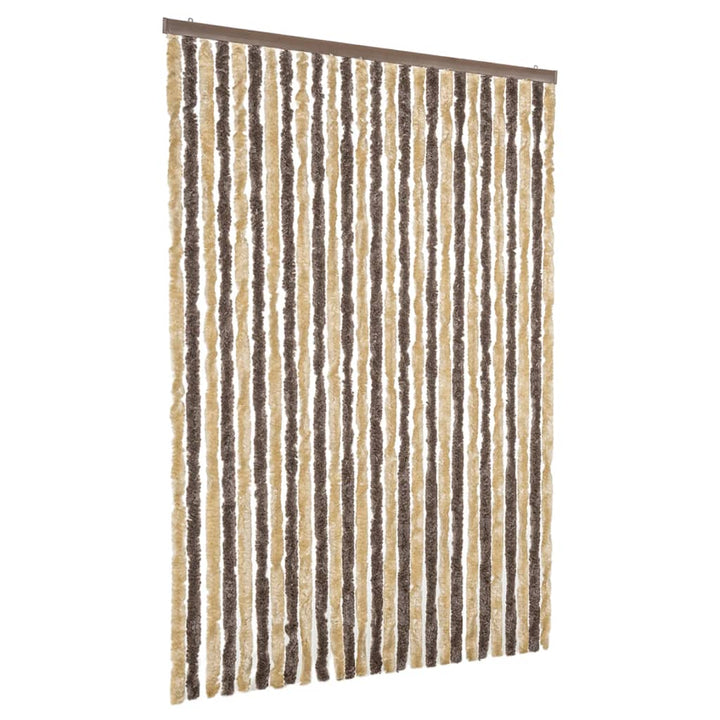 flueforhæng 118x220 cm chenille mørkebrun og beige