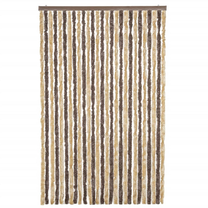 flueforhæng 118x220 cm chenille mørkebrun og beige