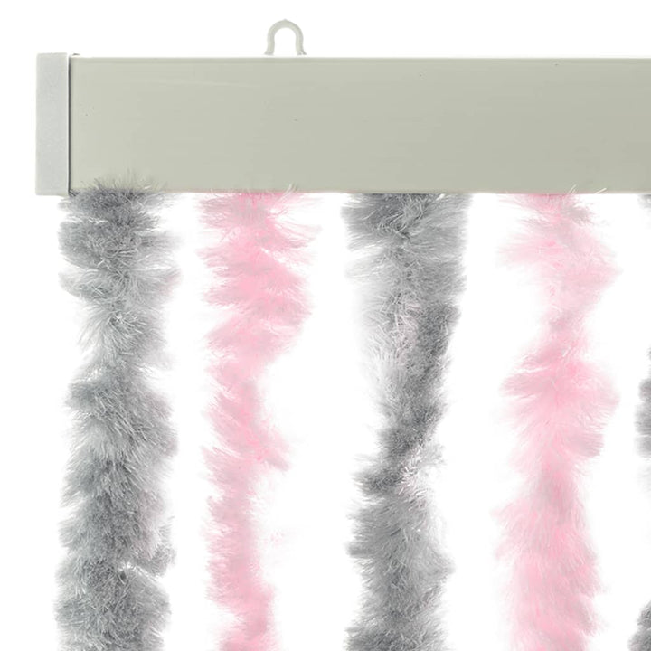 flueforhæng 118x220 cm chenille sølvgrå og lyserød