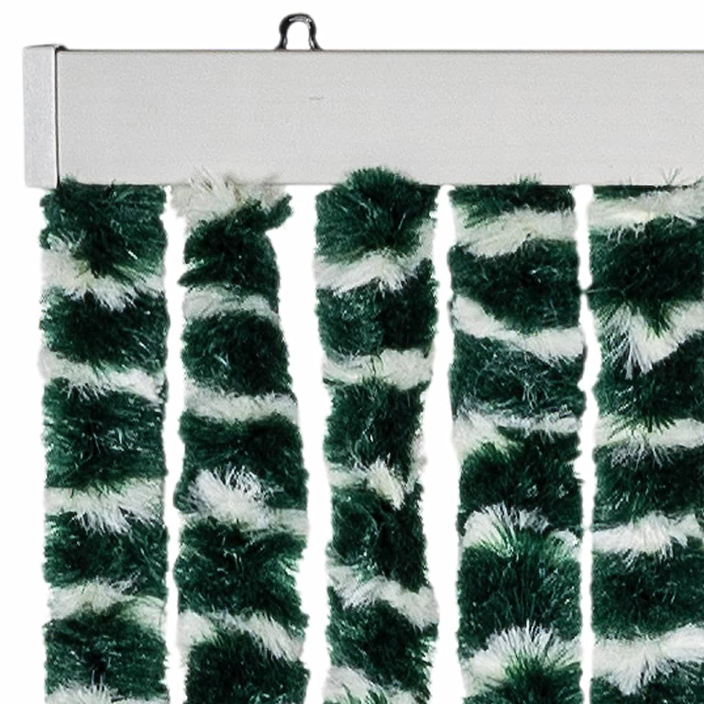 flueforhæng 118x220 cm chenille grøn og hvid