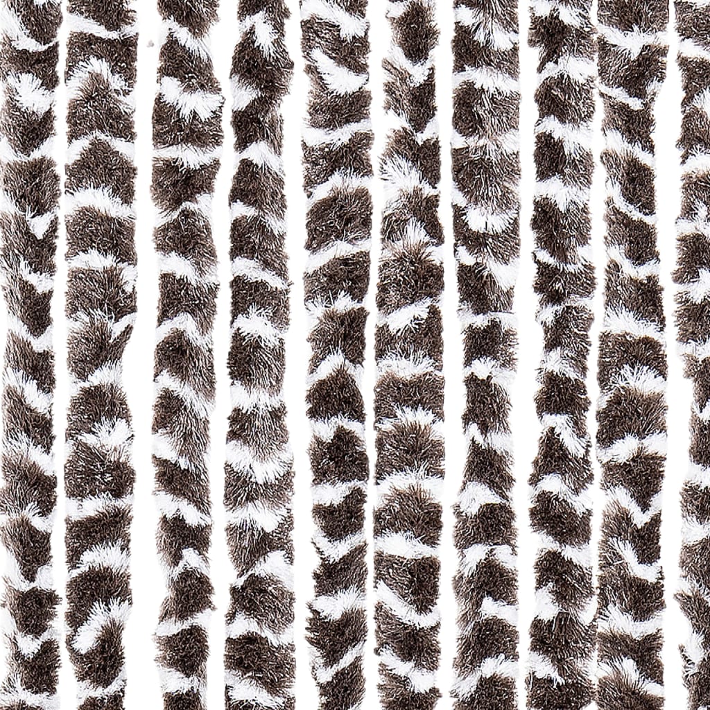 flueforhæng 118x220 cm chenille brun og hvid