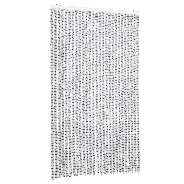flueforhæng 118x220 cm chenille lysegrå og mørkegrå
