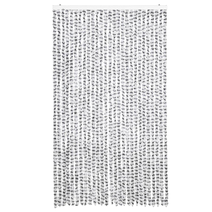 flueforhæng 118x220 cm chenille lysegrå og mørkegrå