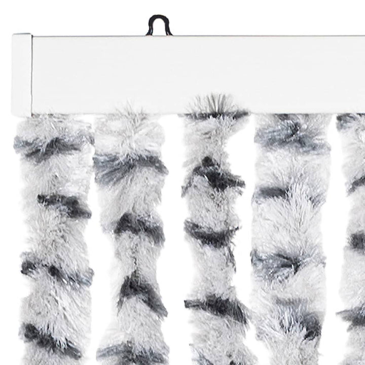 flueforhæng 118x220 cm chenille lysegrå og mørkegrå