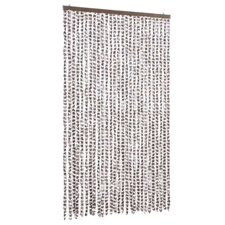 flueforhæng 118x220 cm chenille gråbrun og hvid