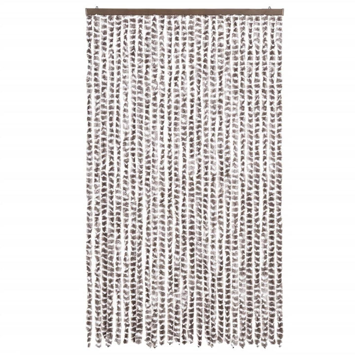 flueforhæng 118x220 cm chenille gråbrun og hvid