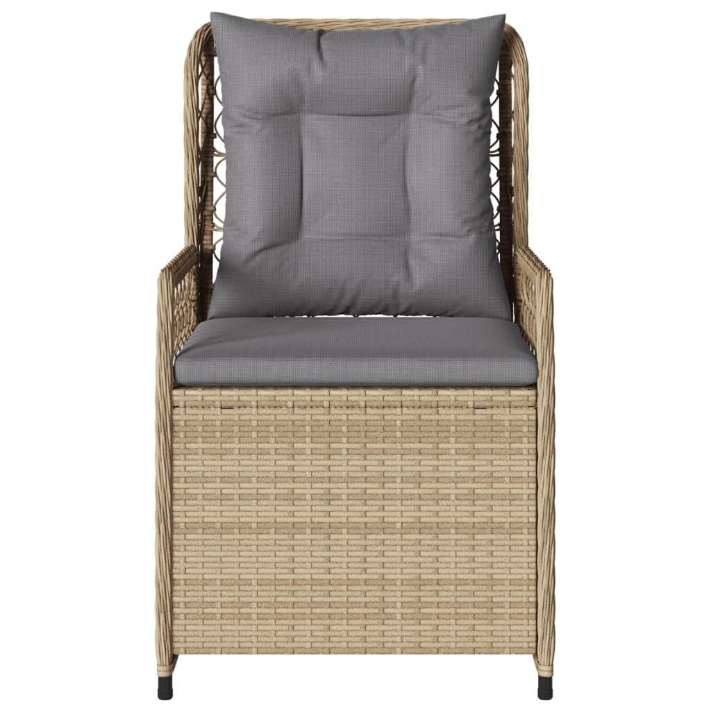 havestole 2 stk. med lænefunktion polyrattan beige