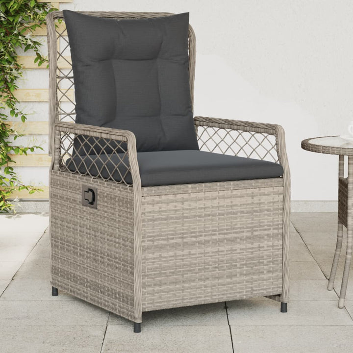 havestole 2 stk. med lænefunktion polyrattan grå