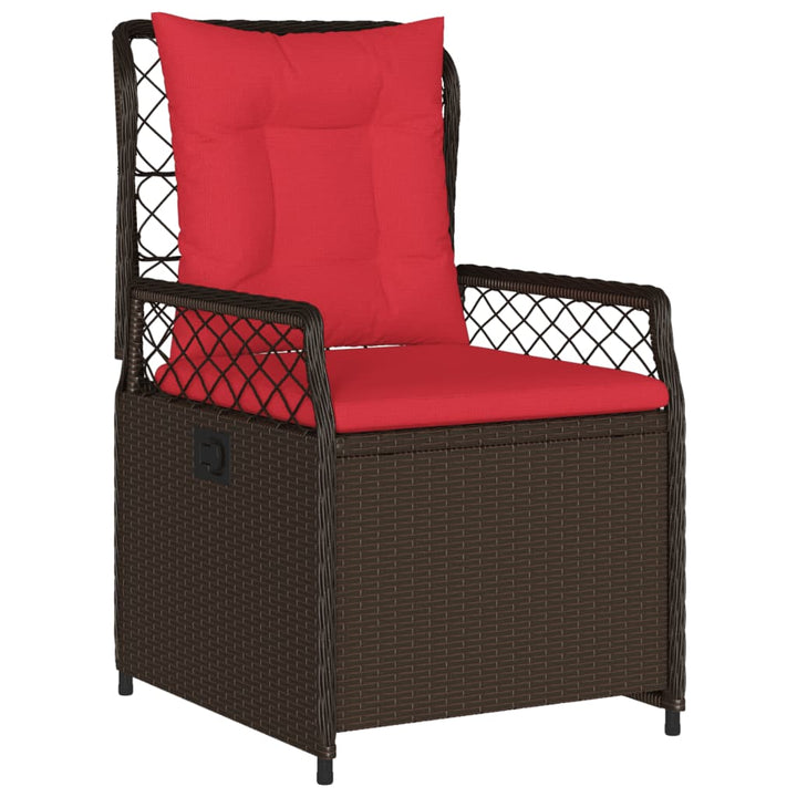 havestole med hvilestol 2 stk. brun polyrattan