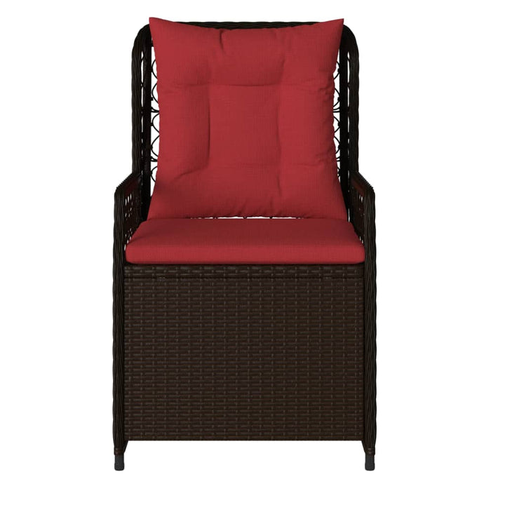 havestole med hvilestol 2 stk. brun polyrattan