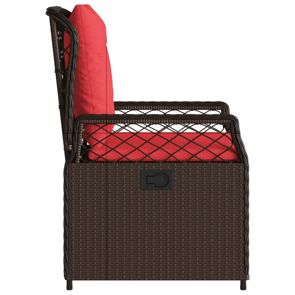 havestole med hvilestol 2 stk. brun polyrattan