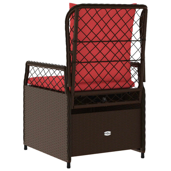 havestole med hvilestol 2 stk. brun polyrattan