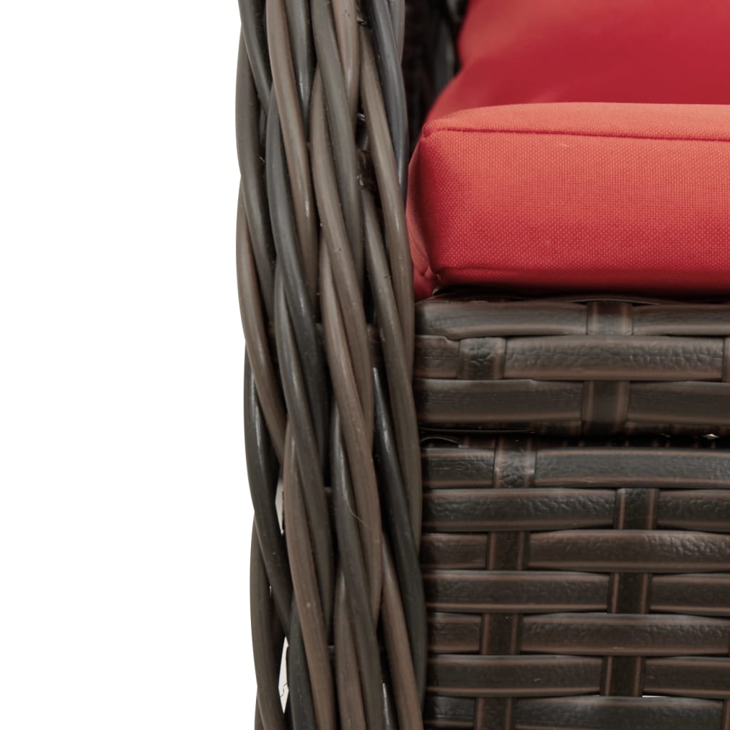havestole med hvilestol 2 stk. brun polyrattan