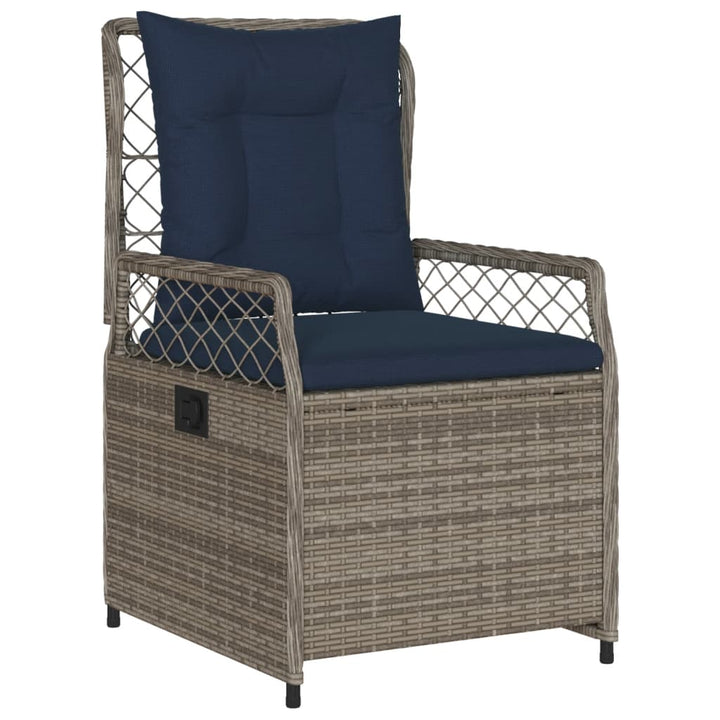 havestole med hvilestol 2 stk. grå polyrattan