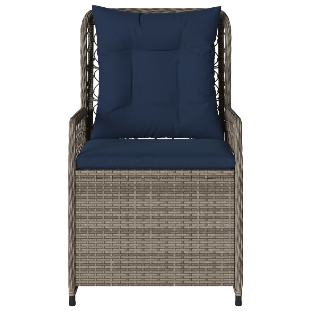 havestole med hvilestol 2 stk. grå polyrattan
