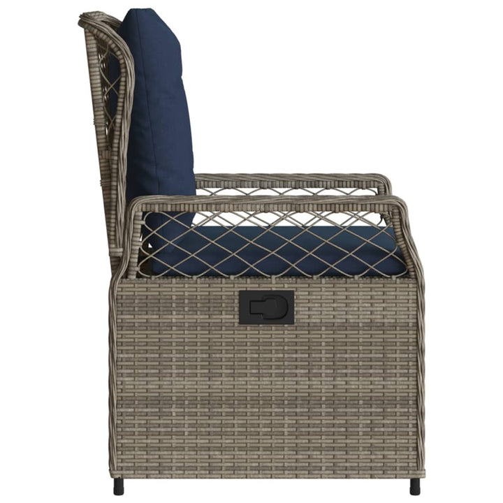 havestole med hvilestol 2 stk. grå polyrattan