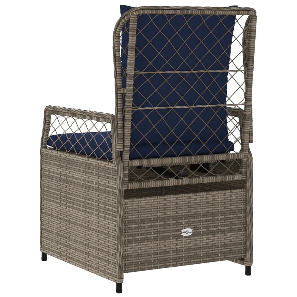 havestole med hvilestol 2 stk. grå polyrattan