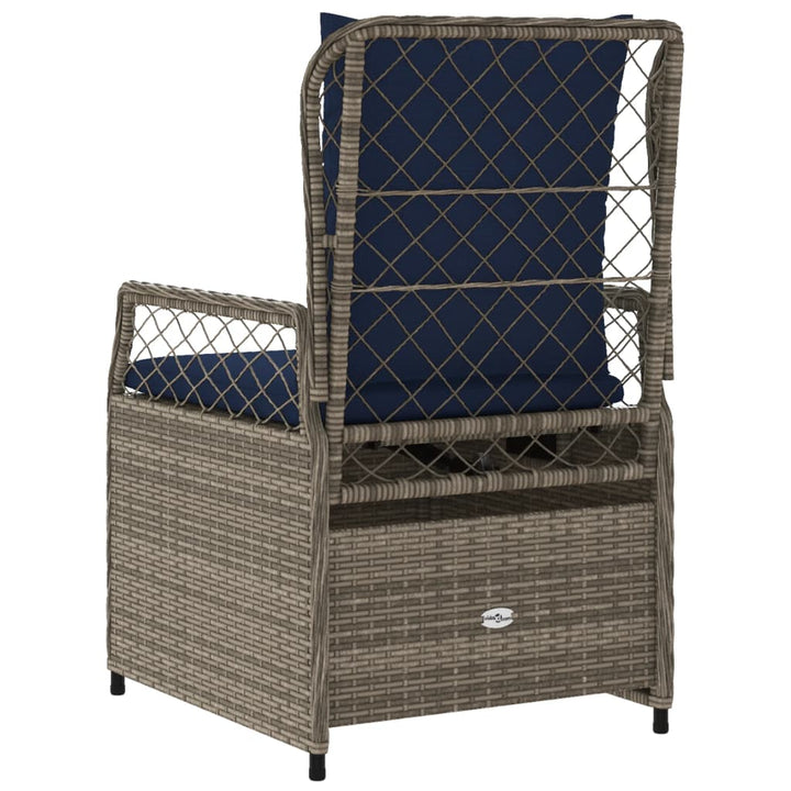 havestole med hvilestol 2 stk. grå polyrattan