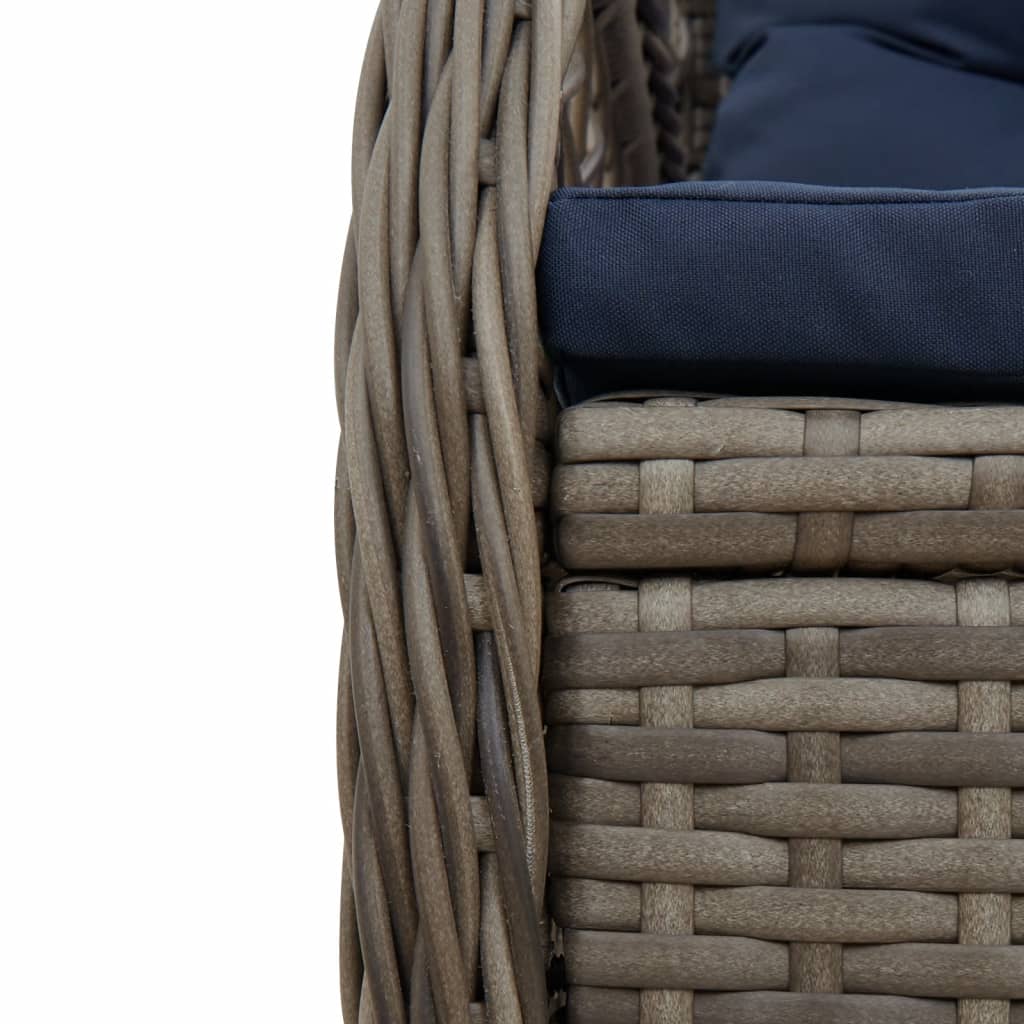 havestole med hvilestol 2 stk. grå polyrattan