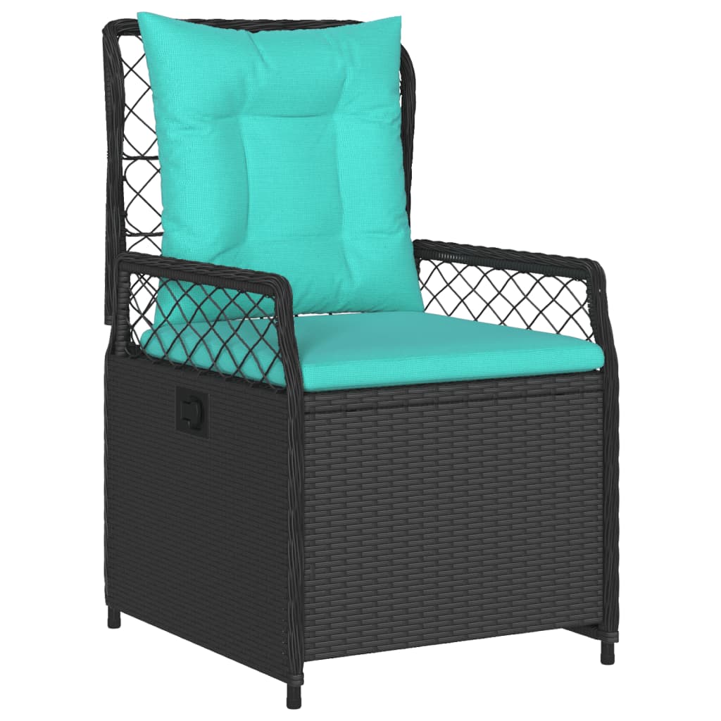 havestole med hvilestol 2 stk. sort polyrattan