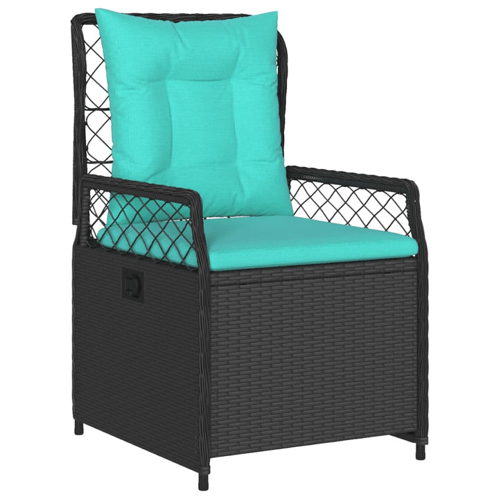 havestole med hvilestol 2 stk. sort polyrattan
