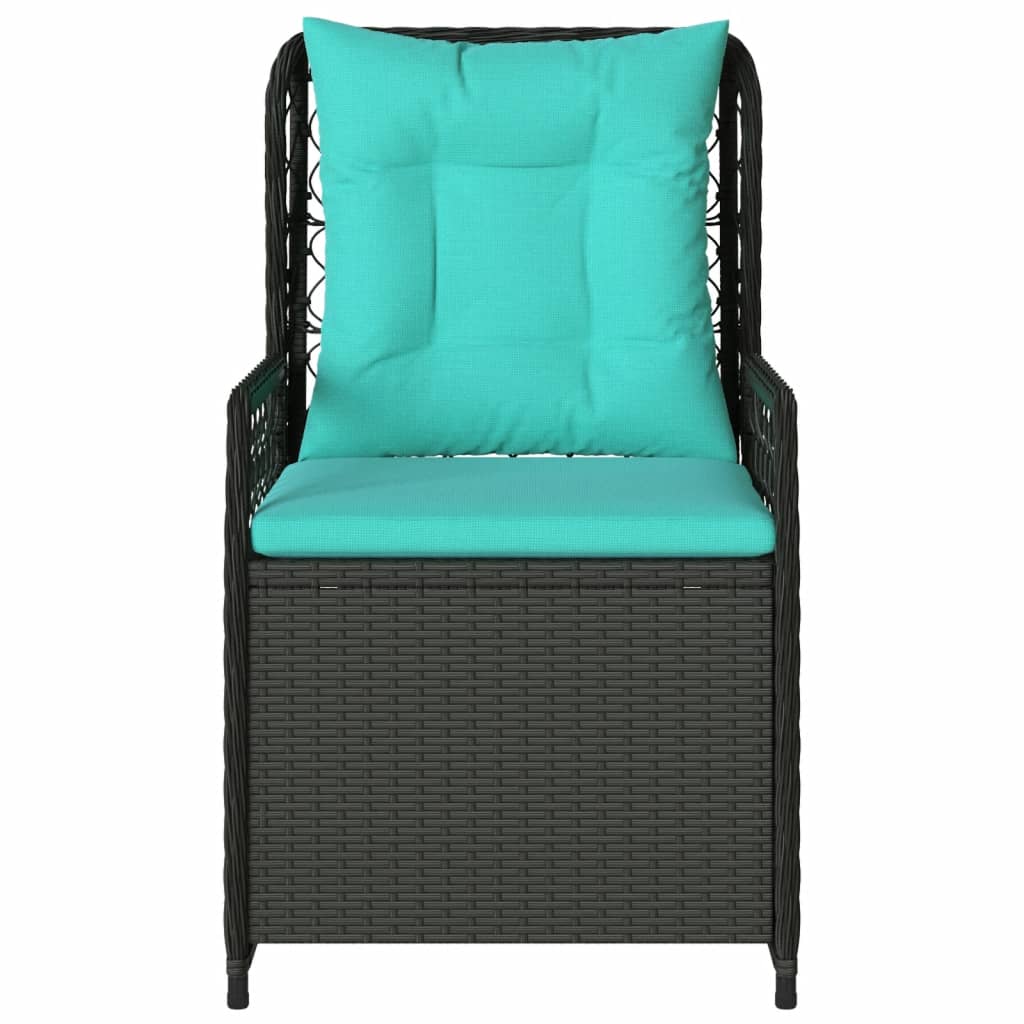 havestole med hvilestol 2 stk. sort polyrattan
