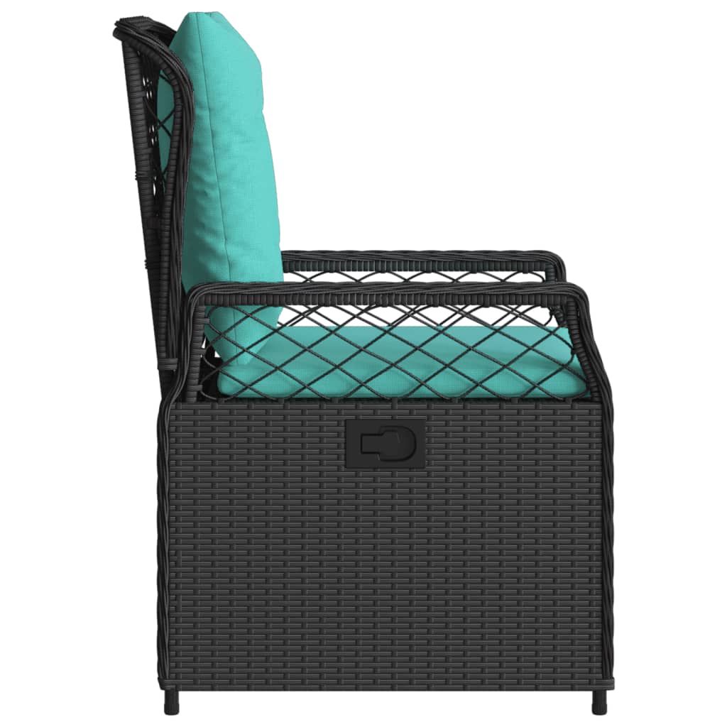 havestole med hvilestol 2 stk. sort polyrattan
