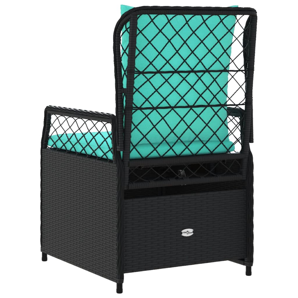 havestole med hvilestol 2 stk. sort polyrattan