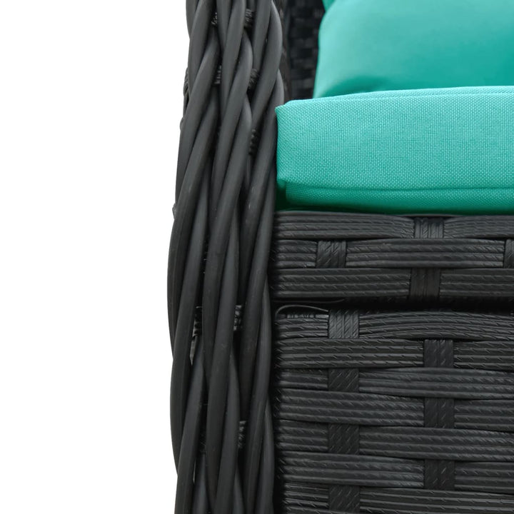 havestole med hvilestol 2 stk. sort polyrattan
