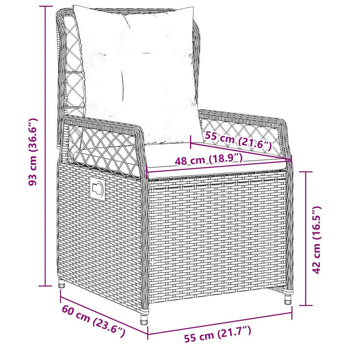 havestole med hvilestol 2 stk. sort polyrattan
