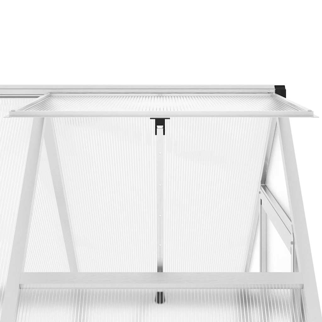 drivhus med fundamentramme 169x114x195 cm aluminium sølvfarvet