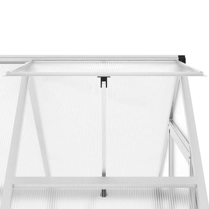 drivhus med fundamentramme 169x114x195 cm aluminium sølvfarvet