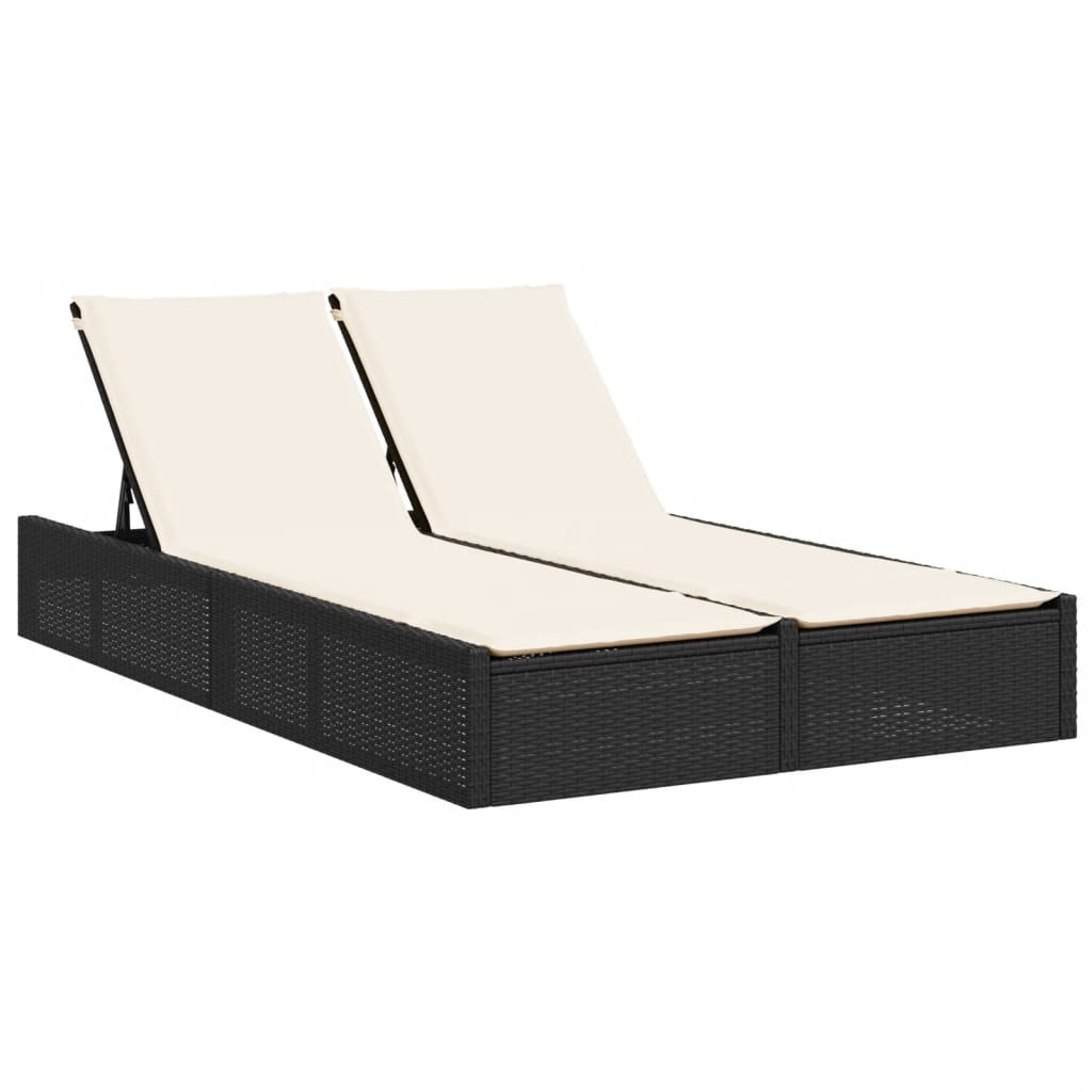 dobbelt loungesofa med hynder polyrattan sort