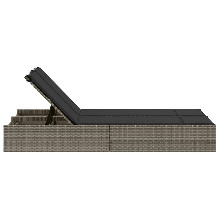 loungesofa med hynder polyrattan grå