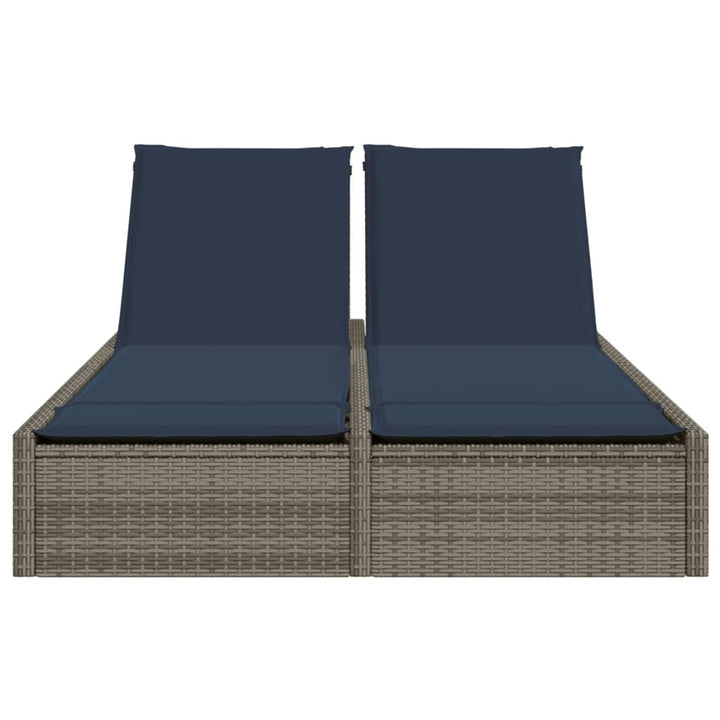 dobbelt liggestol med hynder grå polyrattan