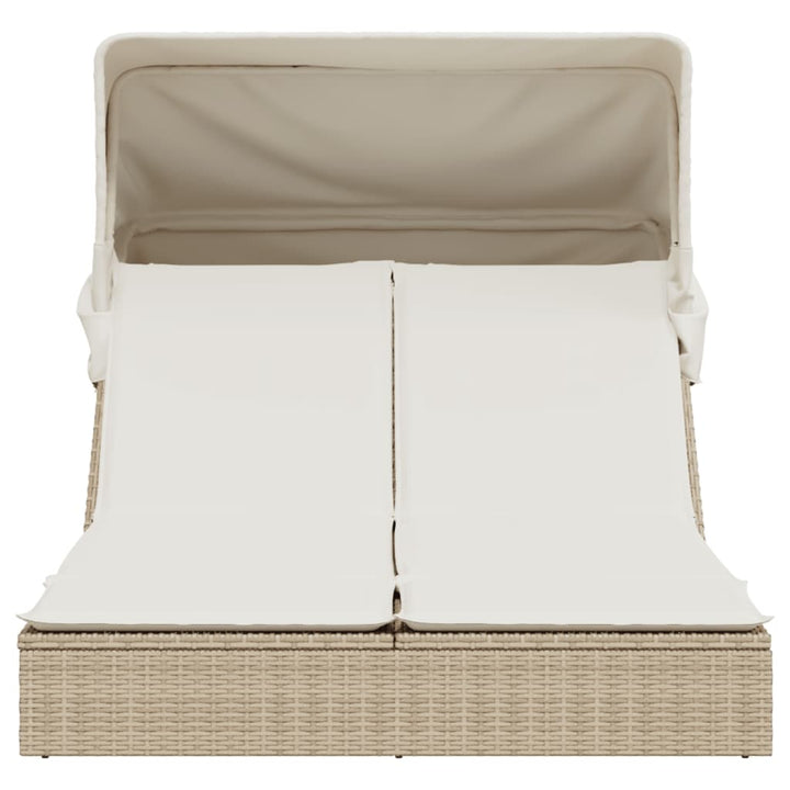 solseng med baldakin og hynder polyrattan beige