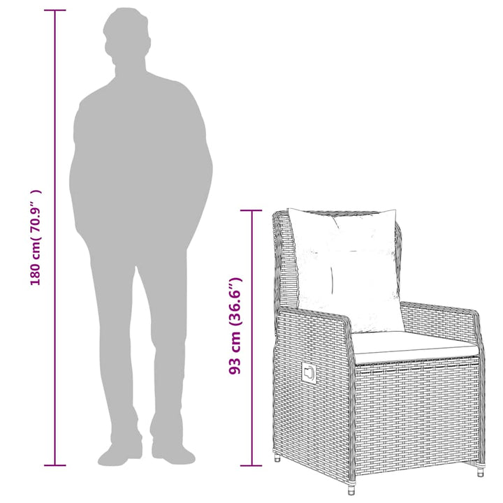 havestole 2 stk. med lænefunktion polyrattan sort