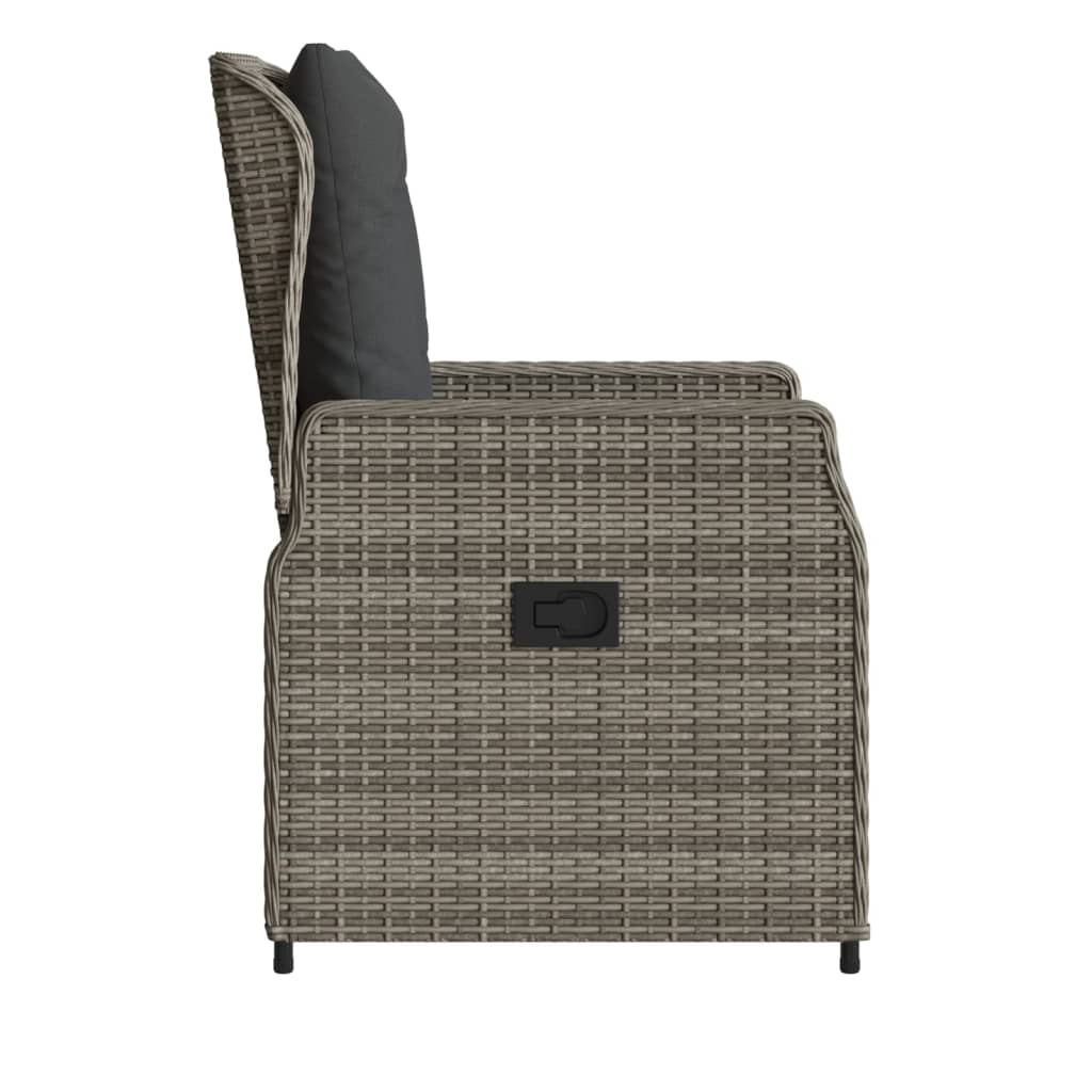 havestole 2 stk. med lænefunktion polyrattan grå